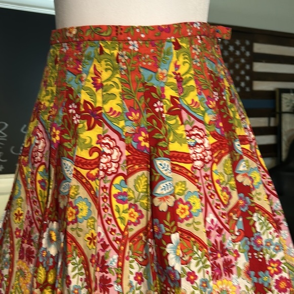 JONES WEAR JEANS PLEATED FLORAL PAISLEY PRINT COTTON MINI SKIRT SIZE 8 - Picture 2 of 11
